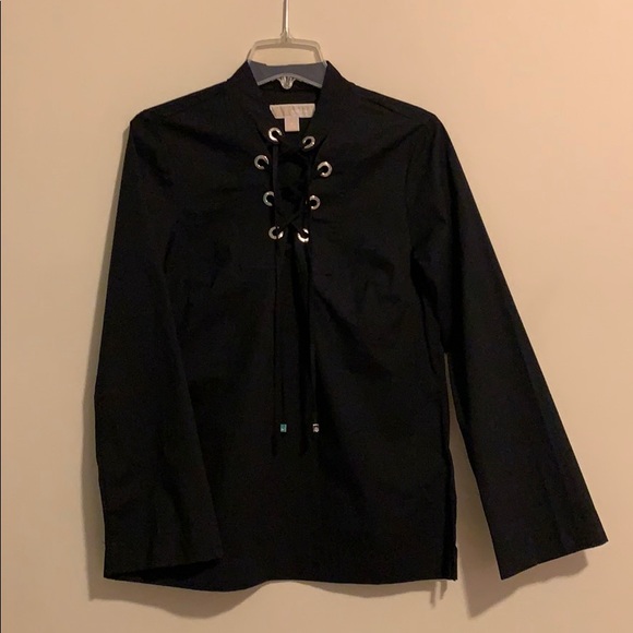 Michael Kors Black Lace-Up Blouse - Picture 1 of 5